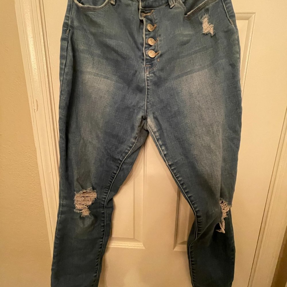 Distressed Pac Sun high waisted ankle jeans